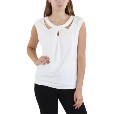Kasper Womens Cut-out Crossover Shell In White
