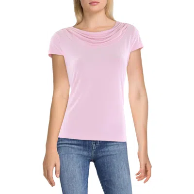 Kasper Womens Drapey Neckline Shirred Pullover Top In Purple