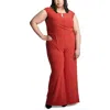 Kasper Womens Faux Wrap Wide Leg Jumpsuit In Red