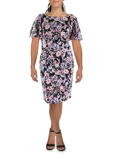 Kasper Womens Floral Print Knee-length Sheath Dress In Multi