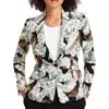 Kasper Womens Leaf Print One Button Blazer Pants In Multi