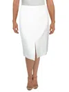 Kasper Womens Front Slit Knee Length Midi Skirt In Multi