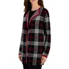 Kasper Petite Plaid Open-front Cardigan In Multi