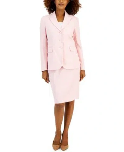Kasper Womens Hampton Texture Notched Collar Jacket Hampton Textured Pencil Skirt In Lily White