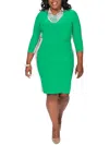 Kasper Womens Knit Colorblock Sheath Dress In Multi