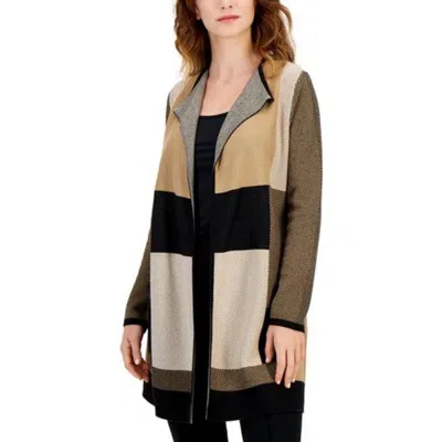 Kasper Womens Knit Edge To Edge Cardigan Sweater In Multi