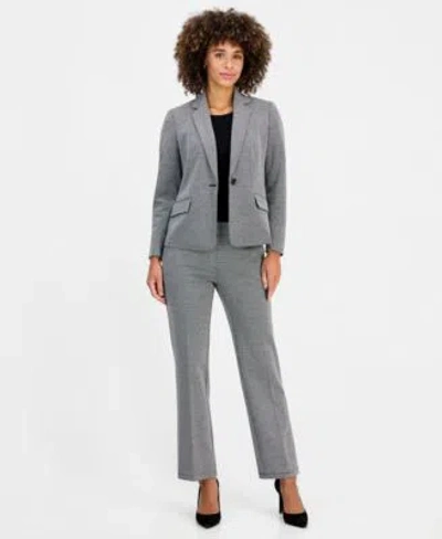 Kasper Womens Knit Jacquard Notched Collar Blazer Audrey Pull On Trousers In Black,white