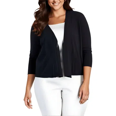 Kasper Womens Knit Open Front Cardigan Sweater In Black
