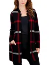 Kasper Womens Knit Open Front Cardigan Sweater In Multi