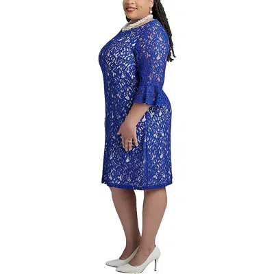 Kasper Womens Lace Bell Sleeve Sheath Dress In Multi