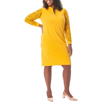 Kasper Womens Lace Knee-length Sheath Dress In Gold
