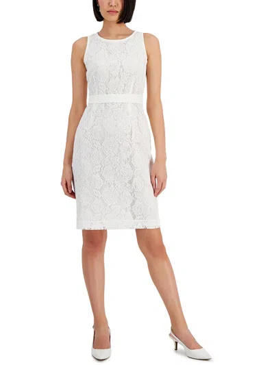 Kasper Womens Lace Knee Length Sheath Dress In White