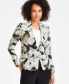 Kasper Womens Leaf Print One Button Blazer Pants In Black