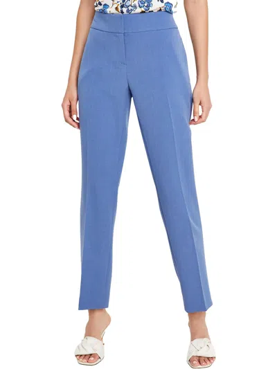 Kasper Womens Mid-rise Solid Straight Leg Pants In Blue