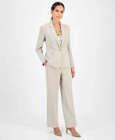 Kasper Womens Notched Collar Blazer Cowlneck Top Crepe Pants Regular Petite In Summer Straw