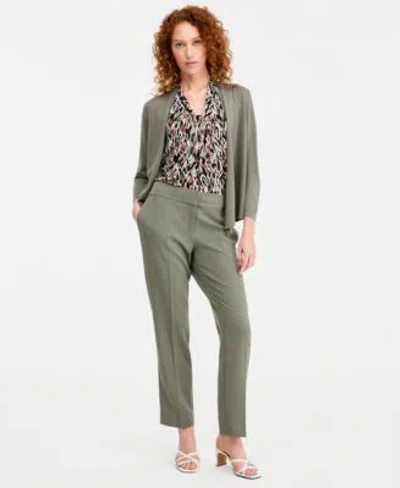 Kasper Womens Open Front A Line Cardigan Knot Front Sleeveless Top Fly Front Slim Pants In Tearose