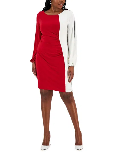 Kasper Womens Party Short Shift Dress In Red