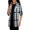 Kasper Womens Plaid Acrylic Cardigan Sweater In Multi
