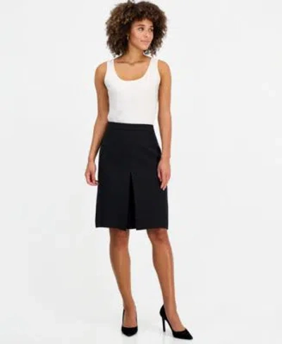Kasper Womens Pleat Front Crepe A Line Skirt In Black