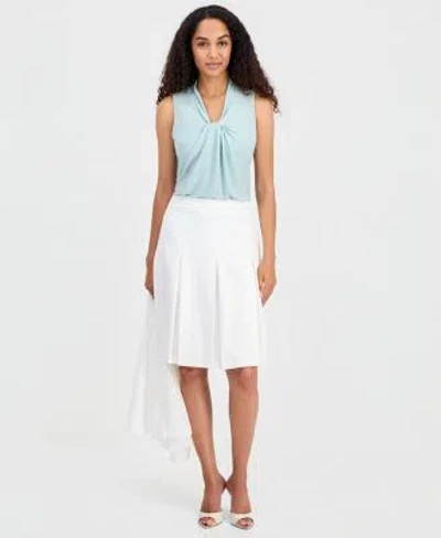 Kasper Womens Pleated Flare Skirt In White