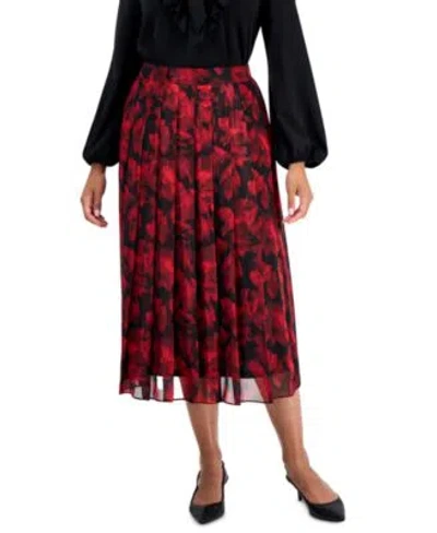 Kasper Womens Pleated Midi Lined Chiffon Skirt In Black