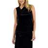 Kasper Womens Pleated Sleeveless Pullover Top In Black
