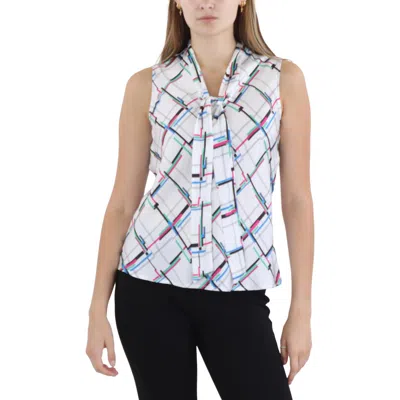 Kasper Womens Printed Satin Shell In White