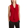 Kasper Womens Scuba Tie-neck Pullover Top In Red