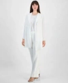 Kasper Womens Shell Top Wide Leg Pants Open Front Jacket In Vanilla Ice
