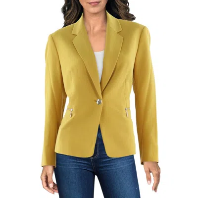 Kasper Womens Shoulder Pads Long Sleeve One-button Blazer