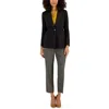Kasper Womens Shoulder Pads Long Sleeve One-button Blazer In Black