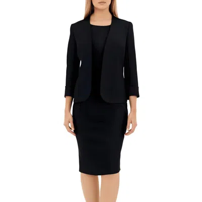Kasper Womens Shoulder Pads Long Sleeve Open-front Blazer