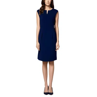 Kasper Womens Sleeveless Polyester Wear To Work Dress In Blue