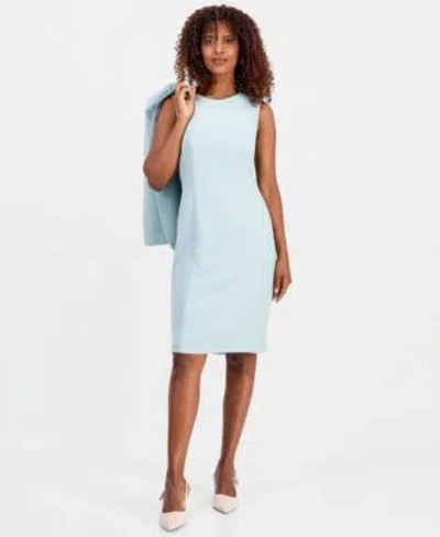 Kasper Womens Sleeveless Seamed Sheath Dress In Blue