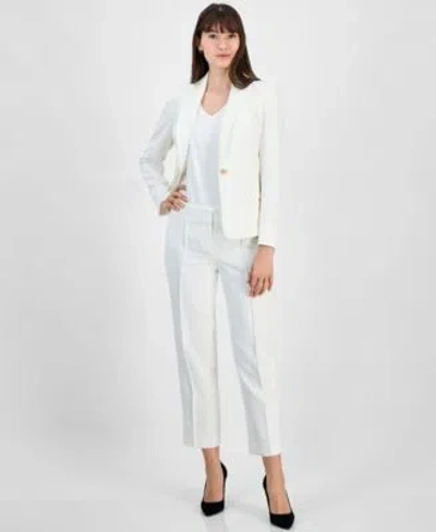 Kasper Womens Slim Leg Pants One Button Blazer In Vanilla Ice
