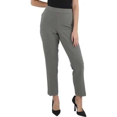 Kasper Womens Solid Crepe Ankle Pants In Gray