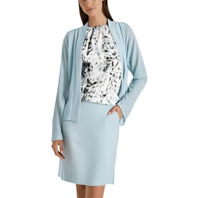 Kasper Womens Solid Knit Cardigan Sweater In Blue