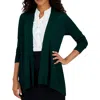 Kasper Womens Solid Knit Cardigan Sweater In Green