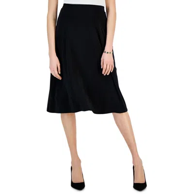 Kasper Plus Womens Solid Velvet Midi Skirt In Black