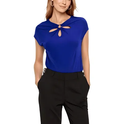 Kasper Womens Solid Polyester Blouse In Blue