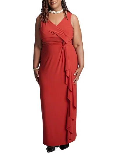 Kasper Womens Solid Polyester Maxi Dress In Pink
