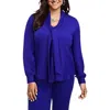 Kasper Womens Solid Satin Blouse In Blue