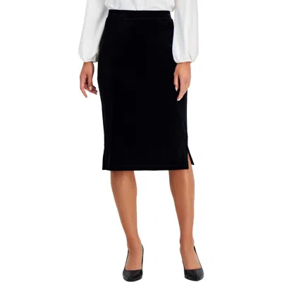 Kasper Womens Solid Velvet Pencil Skirt In Black