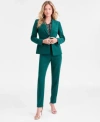 Kasper Womens Stretch Crepe Blazer Sleeveless Jersey Top Slim Leg Pants In Green