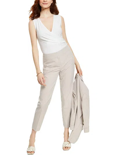 Kasper Womens Striped Textured Cropped Pants In Multi