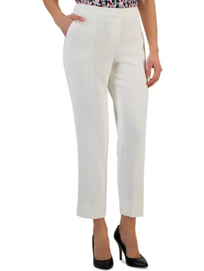 Kasper Womens Textured Side Slits Cropped Pants In Multi