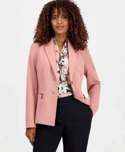 Kasper Womens Two Button Peak Lapel Blazer In Pink