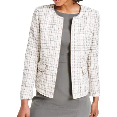 Kasper Womens Woven Tweed Open-front Blazer In Multi