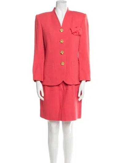 Pre-owned Kasper Wool Skirt Suit In Pink