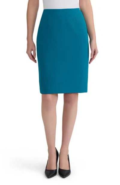 Kasper Zip Back Slim Skirt In Blue